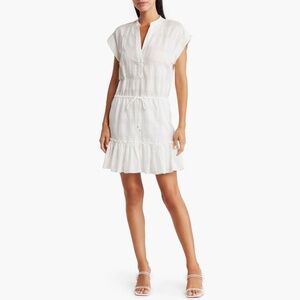 ✨VERONICA BEARD✨ NWT Hanne Dress Linen Cotton Ruffle Hem White Sz Medium